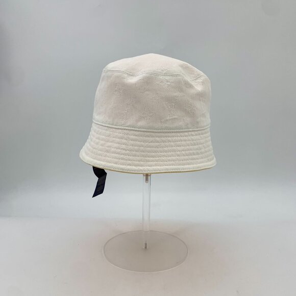 Louis Vuitton Reversible Bucket Hat White/Yellow Cotton Branded Logo Design 60cm - Picture 7 of 9